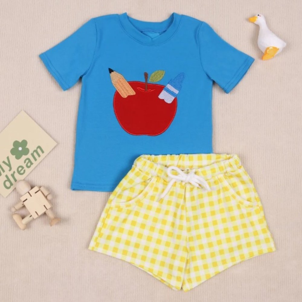 Back to School Apple Boutique Boys Shorts Outfit Set